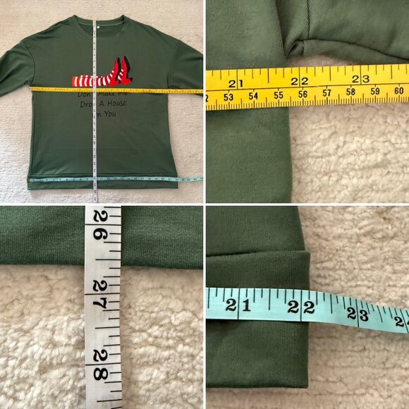 Dont Make Me Drop A House On You Sweatshirt L Green Wizard Inspired Theater Top - Picture 5 of 11